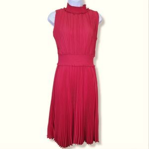 Nanette Lepore pink sky sleeveless Pleated  high neck smocked dress size 6
